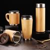 401-500ml Double-layer Travel Mug Stainless Steel and Bamboo Vacuum Coffee Cup Bamboo Shell Cup