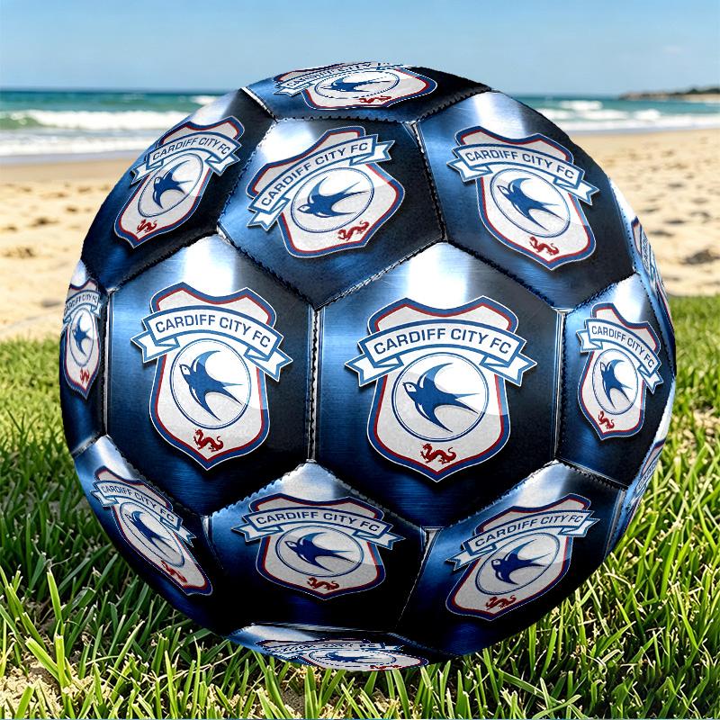 Cardiff City FC Print Size 5 Soccer Ball, PU Wear Resistant Football for Match Training and Daily Practice, Birthday Gift for Soccer Fans