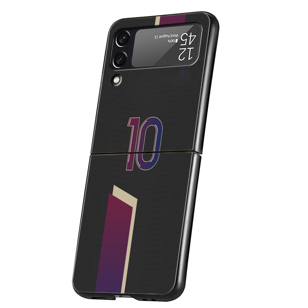 FootBall Number Phone Cover For Samsung Galaxy Z Flip 4 Case Black For Samsung Z Flip 3 Hard PC Luxury Foldable Shell Fundas Bag