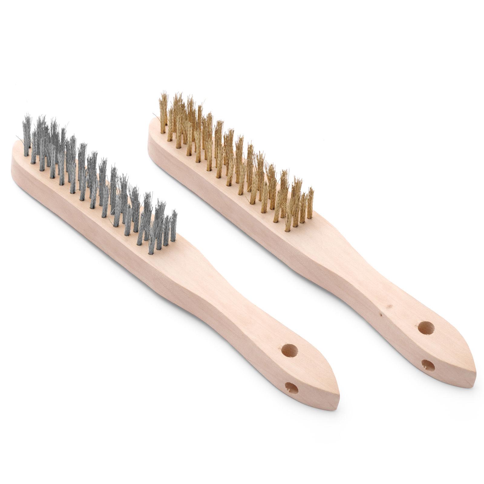 Grillrost-Reinigungsbürste, Stahl- und Messingborsten, Set mit 2 Stück, Länge 290 mm - Hendi 525555