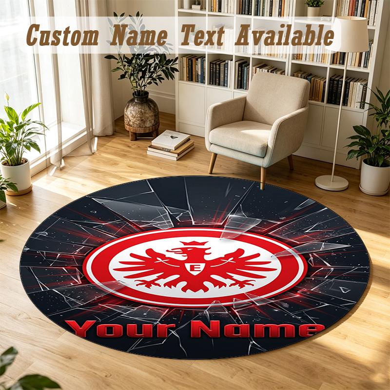 Round Rug Custom NameEintracht Frankfurt Pattern Non Slip Carpet Home Floor Decor