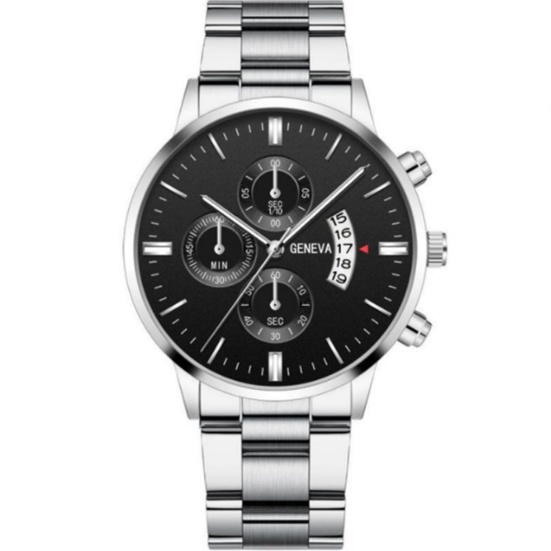 Watch Calendar Steel Strap Watch Men'S Large Dial Quartz Watch Men'S Suit