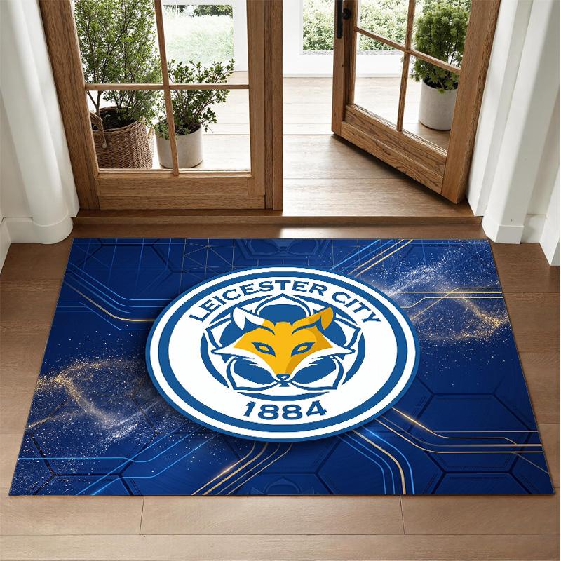 Leicester City Football Design Crystal Velvet Rug Soft Decorative Mat for Bedroom Entrance