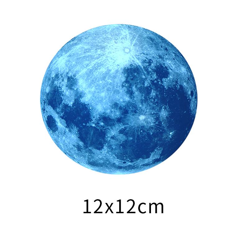 30cm Luminous Moon Wall Sticker - Children's Room Decor in Green, Blue, or Pink Light