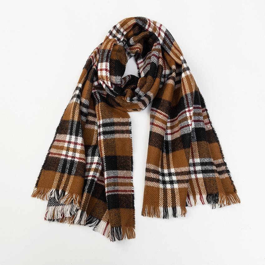 High-End Women's Double-Sided Herringbone Plaid Cashmere-Feel Scarf & Shawl