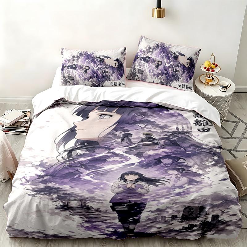 Hyuga Hinata 3pc Set Perfect for Bedroom Use Comfortable Bedding Set Includes a Duvet Cover and Two Pillowcases Ideal Birthday or Christmas Gift