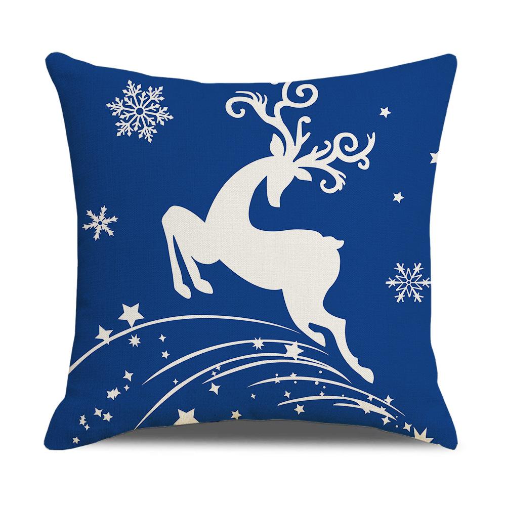 Blue Christmas Linen Pillow Cover New Digital Printing Simple Cushion Cover Cushion Cover