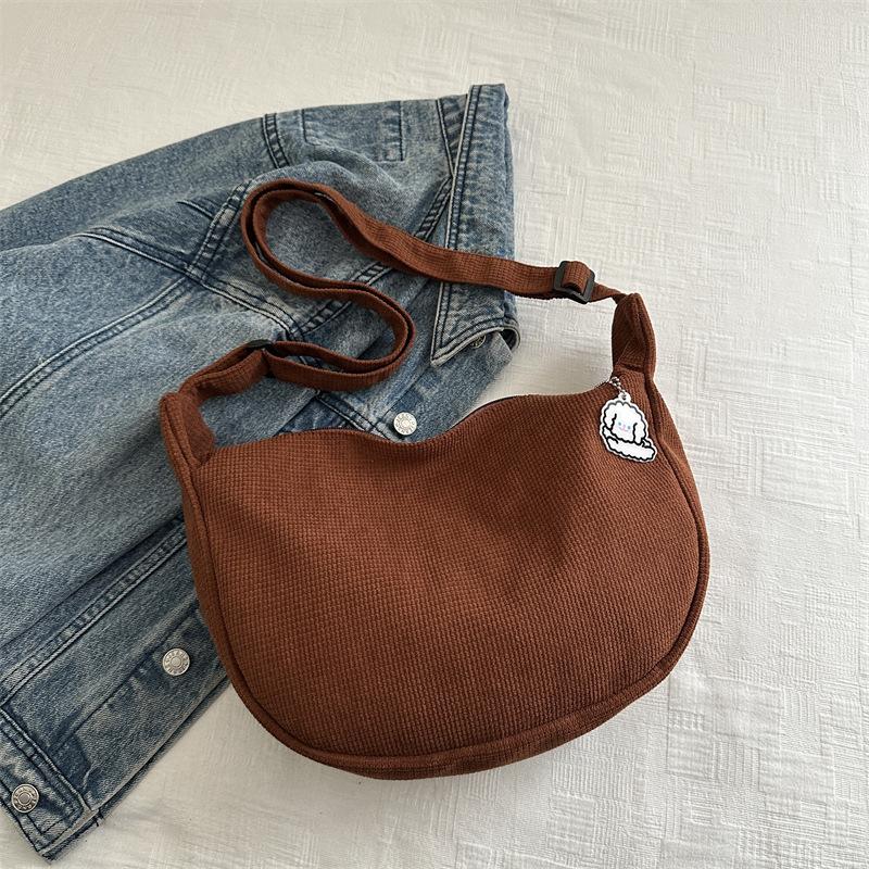 New Candy Color Waffle Art Student Versatile Simple Daily Women's Shoulder Crossbody Bag