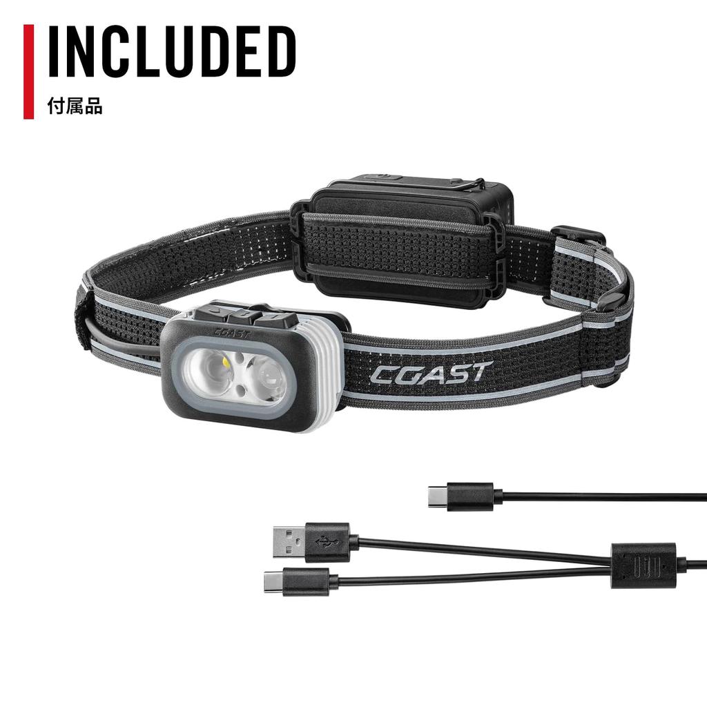 COAST RL20R LED 1000lm Maximum Luminous IP54 Waterproof and Includes Rechargeable Battery Headlamp, Output, Dustproof, [Officially Imported]