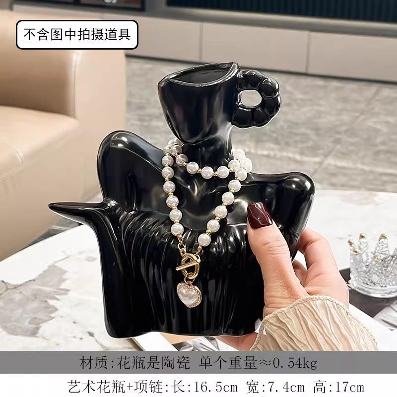 Ceramic Clavicle Vase Ornament Abstract Human Body Flower Arranger Living Room Office Dining Table Floral Vase Home Decoration