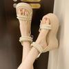 With skirt Roman sandals ins tide 2025 spring and summer new fashion pearl platform sandals fairy style