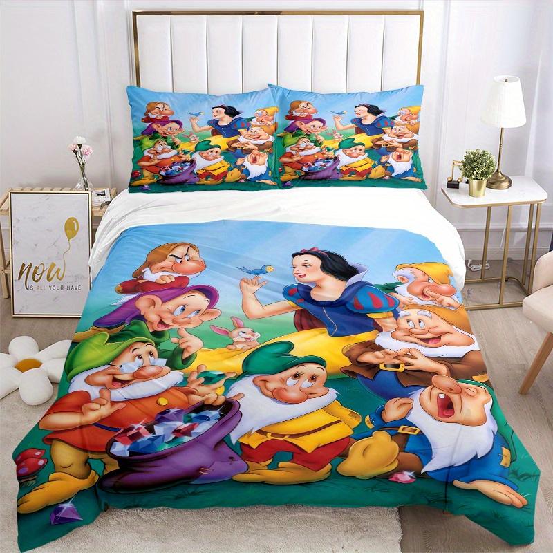 3pcs Snow White & the Seven Dwarfs Quilt Cover Set - Soft and Cozy Bedroom, Guest Room and Dorm Decorative Bedding 3-Piece Set 1 Quilt Cover + 2