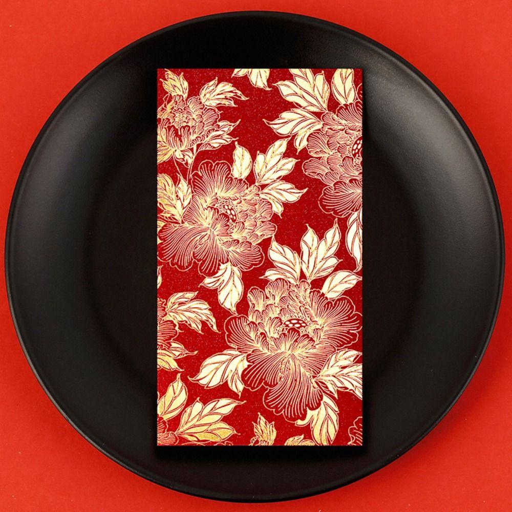 6Pcs Lucky Red Envelopes Chinese Style New Year Blessing New Year Red Packets Gold Foil Design 2026 Luck Money Bag