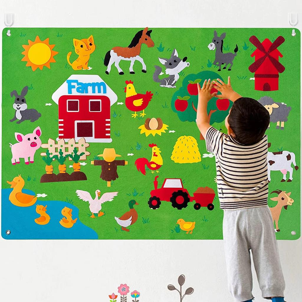My Daily Calendar Felt Board Stories Set Todders Montessori Toy Preschool Education Storytelling Animals Farm Themed Travel Gift
