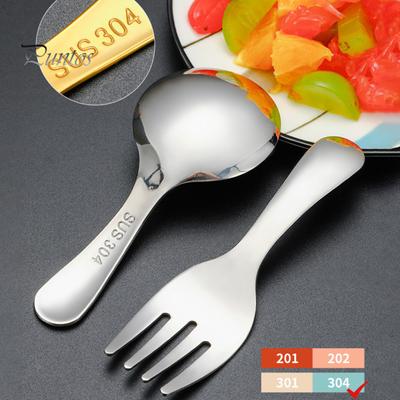 2 Teile/satz Edelstahl Baby Löffel Gabel Set Kurzen Griff Spiegel Poliert Mini Eis Dessert Tee Suppe Löffel Gabel Set küche Besteck Utensilien