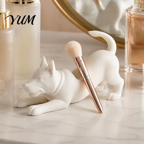 Minimalist Desktop Ornament for Office Cute Dog Pen Holder, 3D Printed Pencil Stand, Small Kawaii Puppy Figurine Rack Stretching Desk Organizer