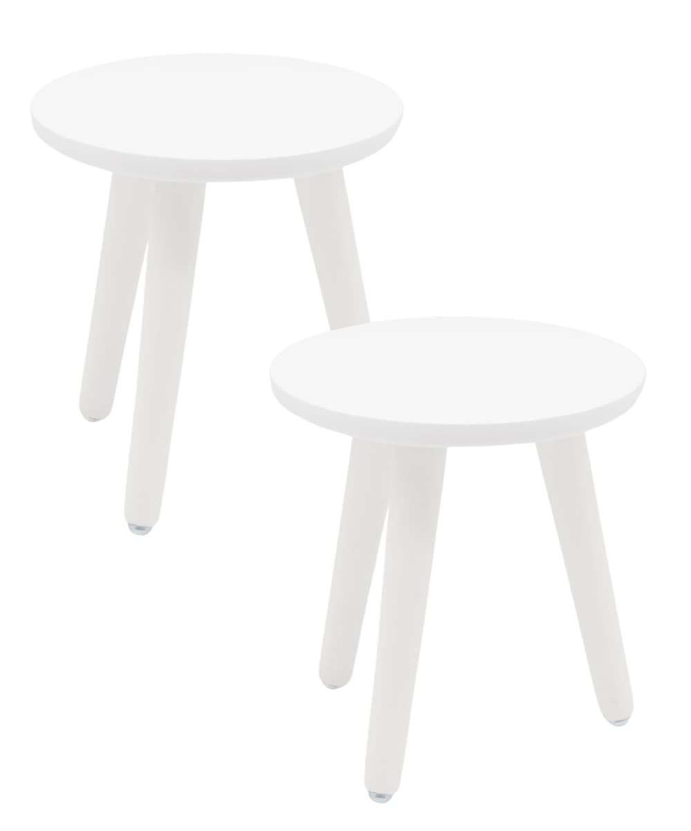 

Set of 2 Wooden Plant Pot Stands, Indoor Flower Stands, Racks, Stools, Planters, Pot Holders, Assembly Required, White