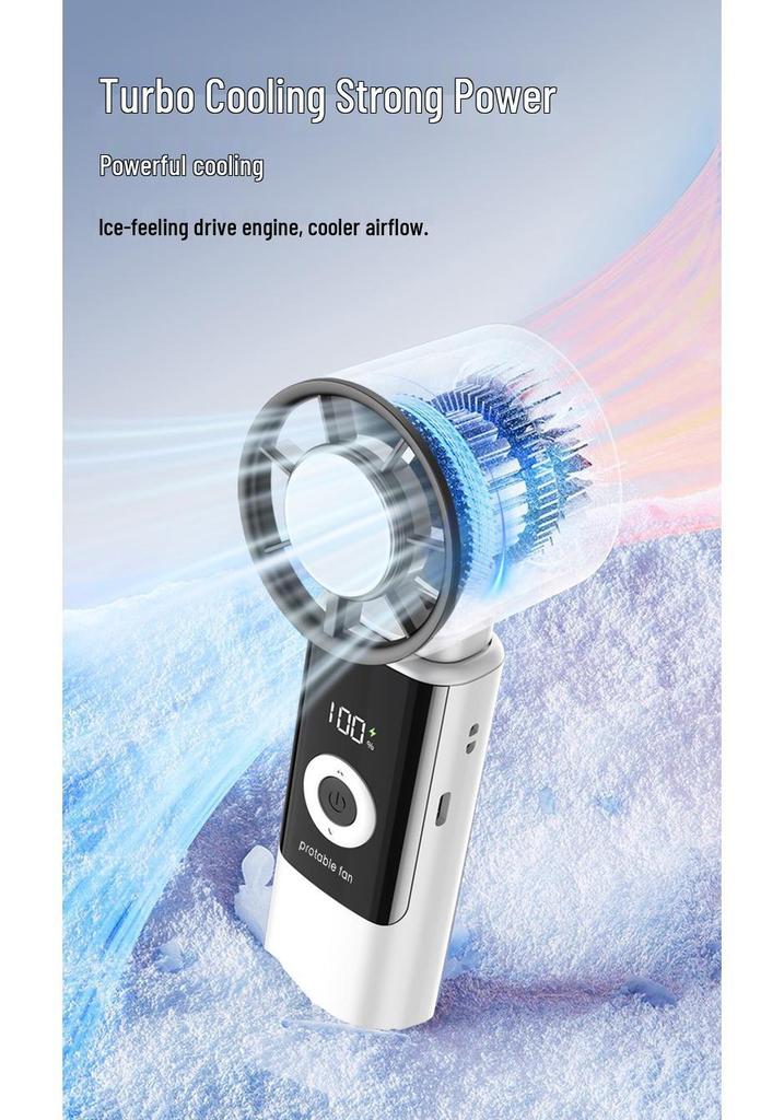 2026 USB Rechargeable Foldable Handheld Ice Cooling Fan with Simple Digital Display