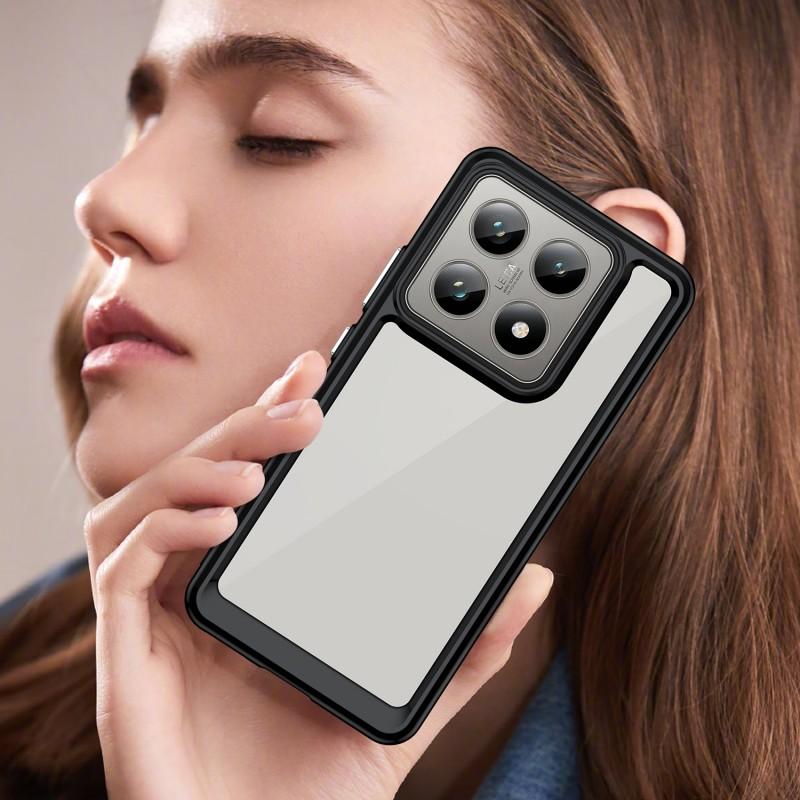 For Xiaomi 14T Phone Case WANLONFENG XC Series TPU Acrylic Cover with Tempered Glass (Big Lens Hole)