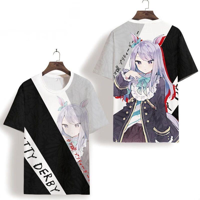 Umamusume Rice Shower Japońska Gra Cosplay Koszulka Popularna z Nadrukiem 3D Koszulka Letnia Męska Damska Harajuku Krótki Rękaw Topy Cosplay