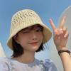 Spring Summer Breathable Hollow Fisherman Hat Sun Protect Wide Brim Sunscreen Cap for Women Beach Panama Straw Dome Weave Bucket