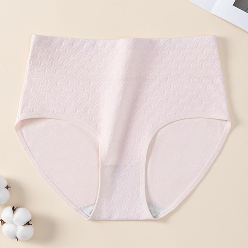 Women s Spring and Autumn Pure Cotton 10A Antibacterial Crotch High Waist Briefs L светло-розовый