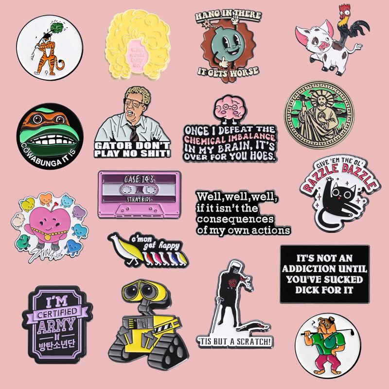 Eyecatching Cartoon Character Brooch Set With Vibrant Colors For Stylish Accessories