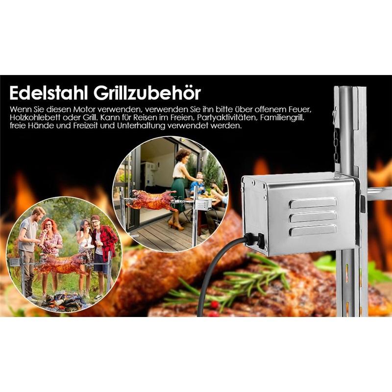 Grill Roaster Electric Motor Goat Pig Chicken BBQ Spit Rotisserie Outdoor Barbecue Accessories SP-S40 Stainless Steel