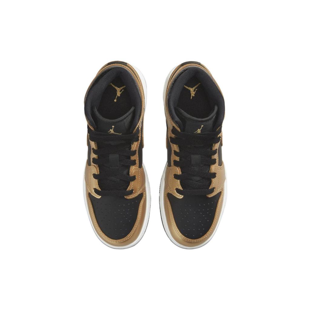 Air Jordan 1 Mid SE GS Oro Metallico Nero Scarpe da Ginnastica Bambini Bianco DR6967-071