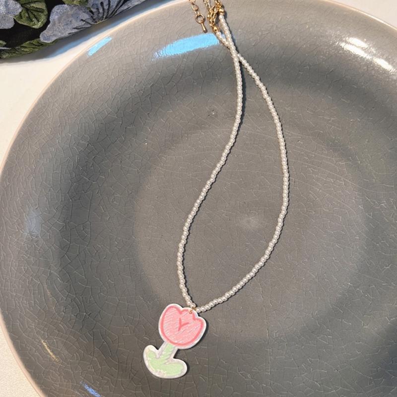 Sweet Cute Flower Pendant Necklace Temperament Choker Fashion Jewelry Clavicle Chain Imitation Pearl Charm Necklace