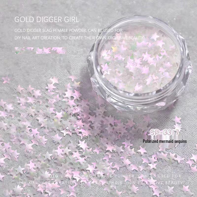 Iridescent Mermaid Nail Art: Fine & Coarse Glitter Sequins (Butterfly & Star)