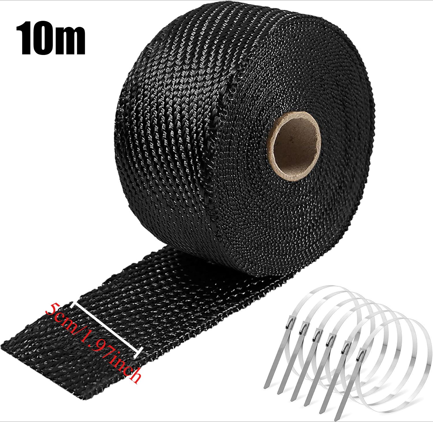 5CM x 10M Banana Cloth Insulation Cotton Exhaust Pipe Insulation Thermal Heat Wrap Roll Motorcycle Fiberglass Heat Shield Tape