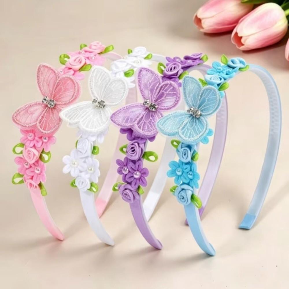 Handmade Children Girls Headband Flower Butterfly Kids Hair Head Hoop Bands Headdress Accessories