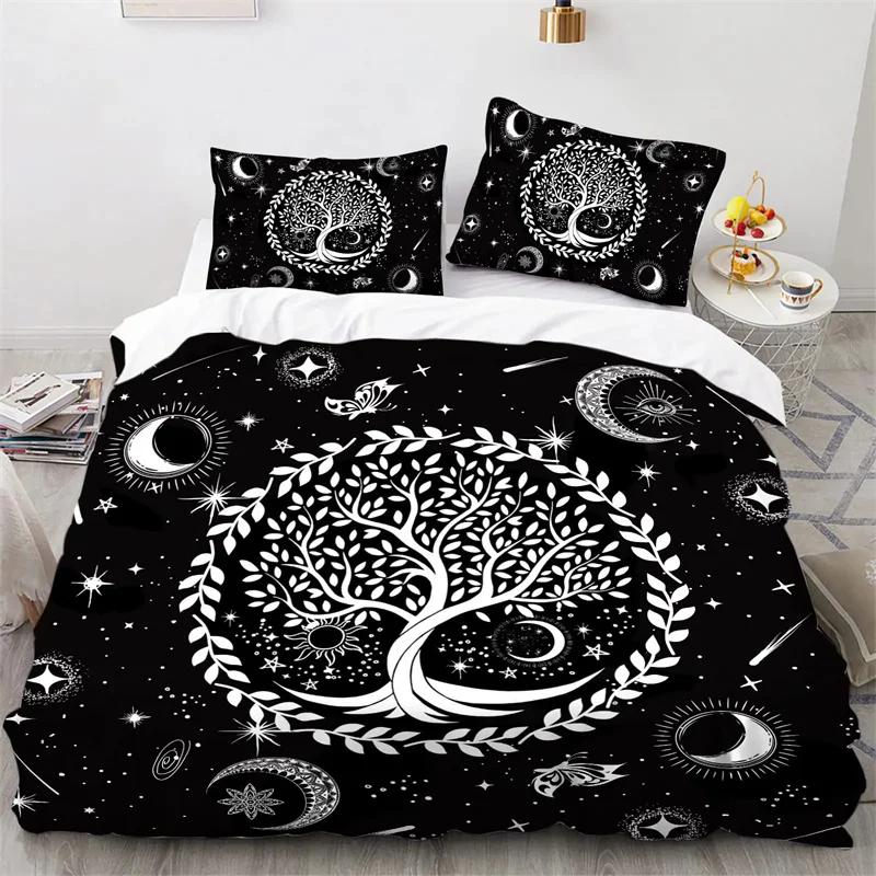 Comforter Moon And Sun Black And White Bedding Soft Tree Of Life All Galaxy Stars Mandala Tribal Decor For Women