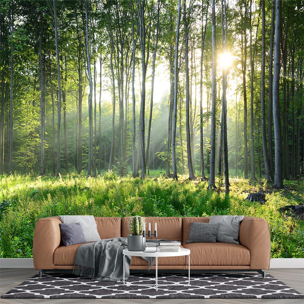 3d Green Forest Murals Nature Scenery Wall Murals Living Room Bedroom Background Forest Wallpaper Home Decor