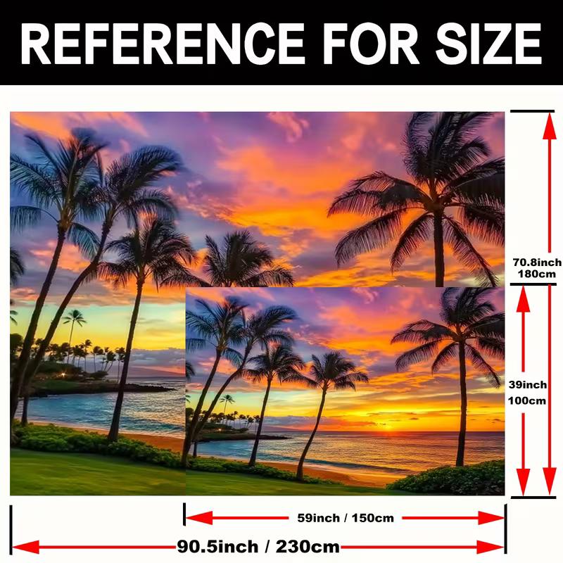 2D Sunset Ocean Backdrop for Summer Vacation Photoshoot & Studio