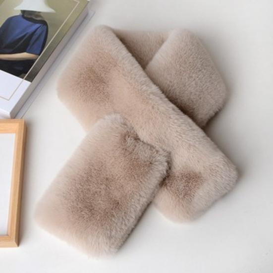 Cross Scarf Faux Rabbit Fur Double-sided Soft Washable Thickened Keep Warm