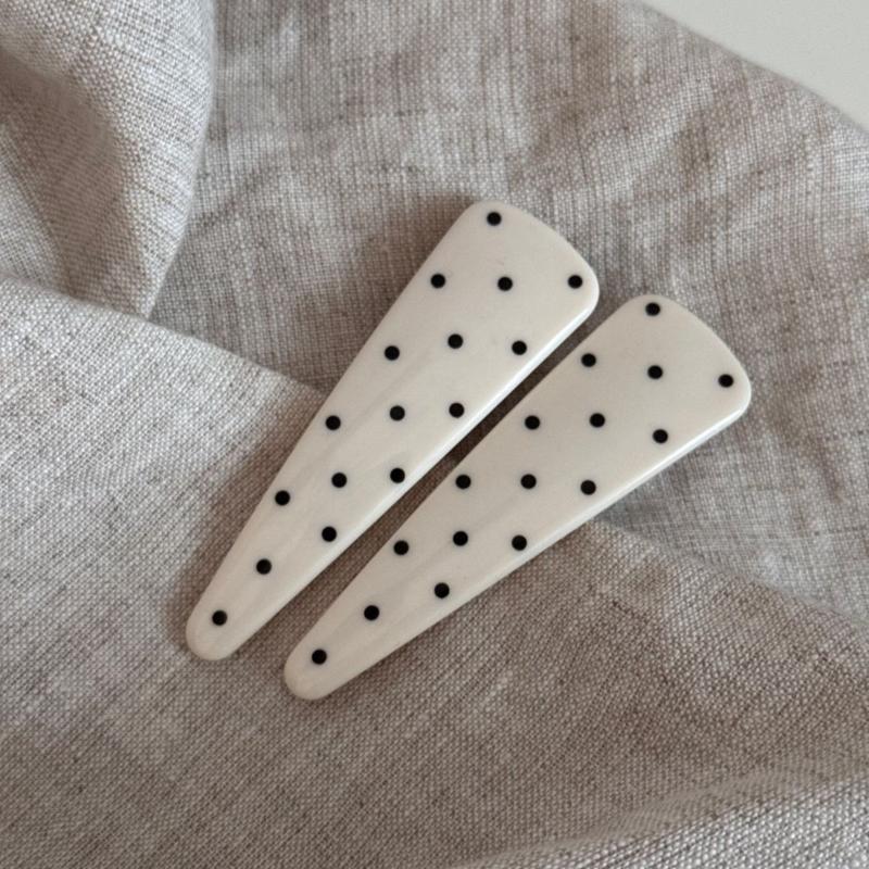 Vintage Polka Dot Hair Barrettes INS Style 7 Colors Acrylic Hair Clips Anti-slip Fashion Hair Accessories for Women Parties