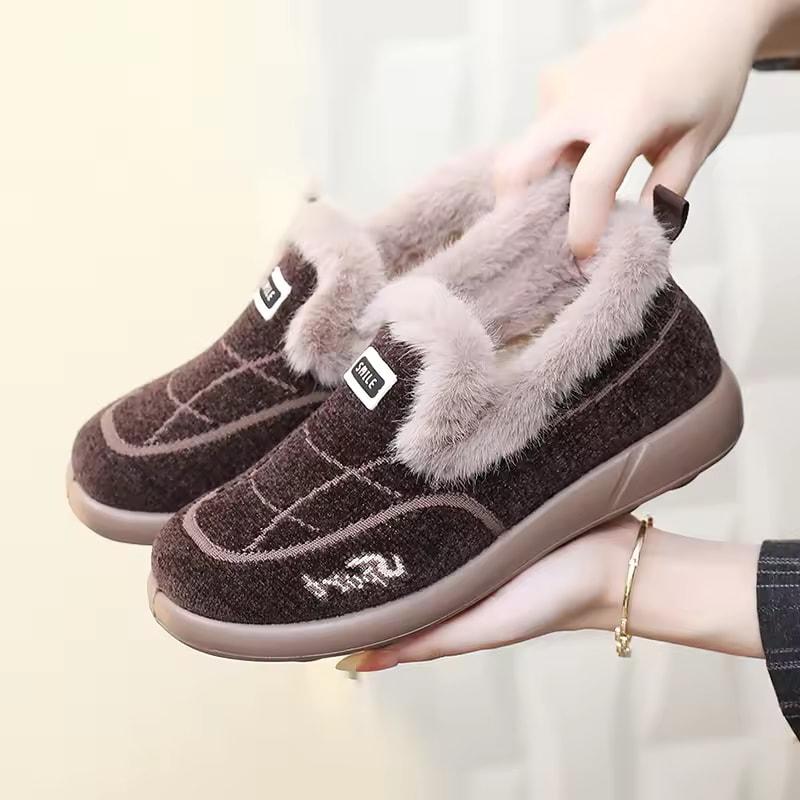 

Women s Winter Shoes Shallow Mouth One-step Warm Home Cotton Shoes Soft-soled Comfortable Women s Shoes 35 колір темно кави