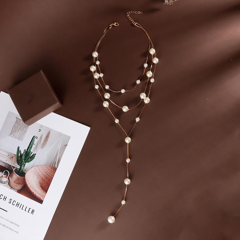 Vintage French Tassel Pearl Necklace for Women - Elegant Fashion NK25760