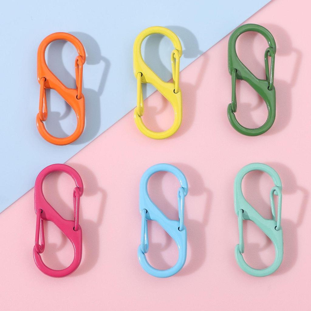 Colorful Alloy Baked Paint Double-Headed S-Shaped Spring Buckle Keychain DIY Accessory
