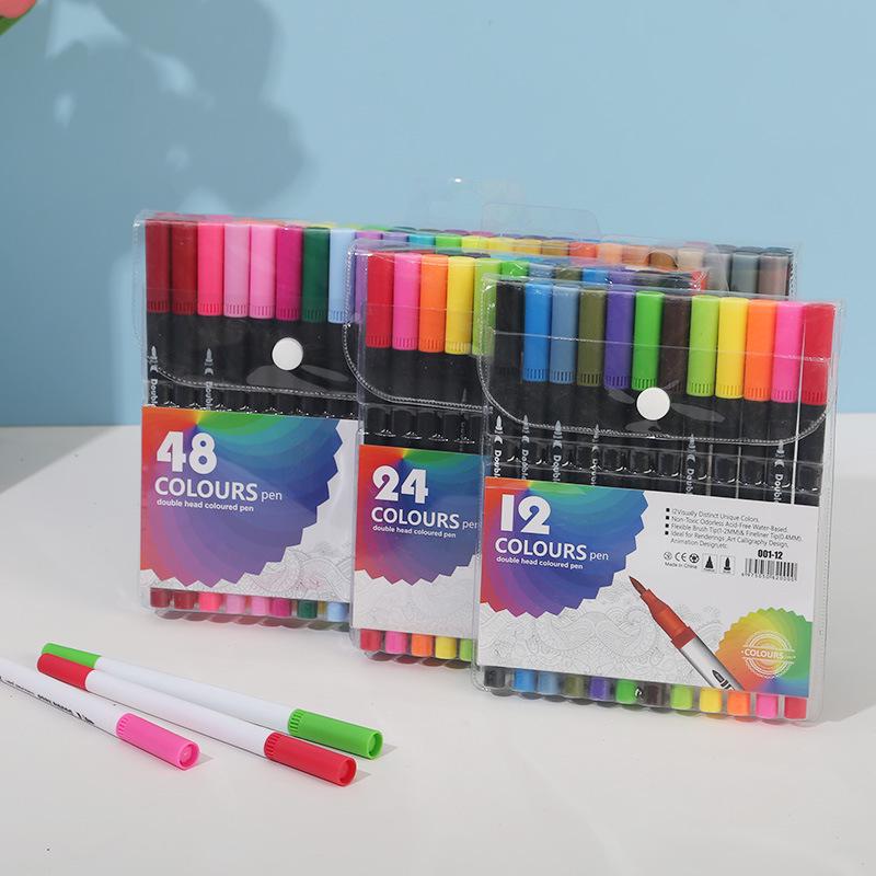 Double-Ended Watercolor Pens for Children - Soft Tip, Water-Based, Vibrant Colored Markers
