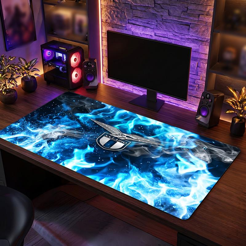 Lazio FC Theme Pattern Mouse Pad, Soccer Logo Design XXL Gaming Desk Mat Non-Slip Computer Mouse Pad