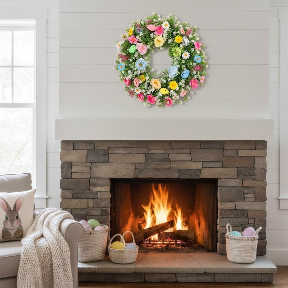 Plastic Easter Decoration Wreath Simulated Plant Spring Floral Wreath  Garden Yard