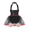 Kids Girls Halloween Doll Clown Costume Halter Neck Checkerboard Sequins Tutu Dress Dancewear Fancy Dress Up Costume