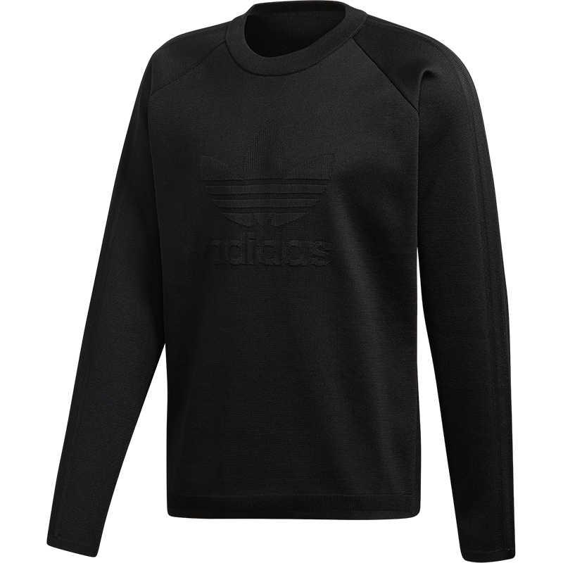 adidas Originals Men s Black Embossed Knitted Crew Neck Sweatshirt CW1354 XL