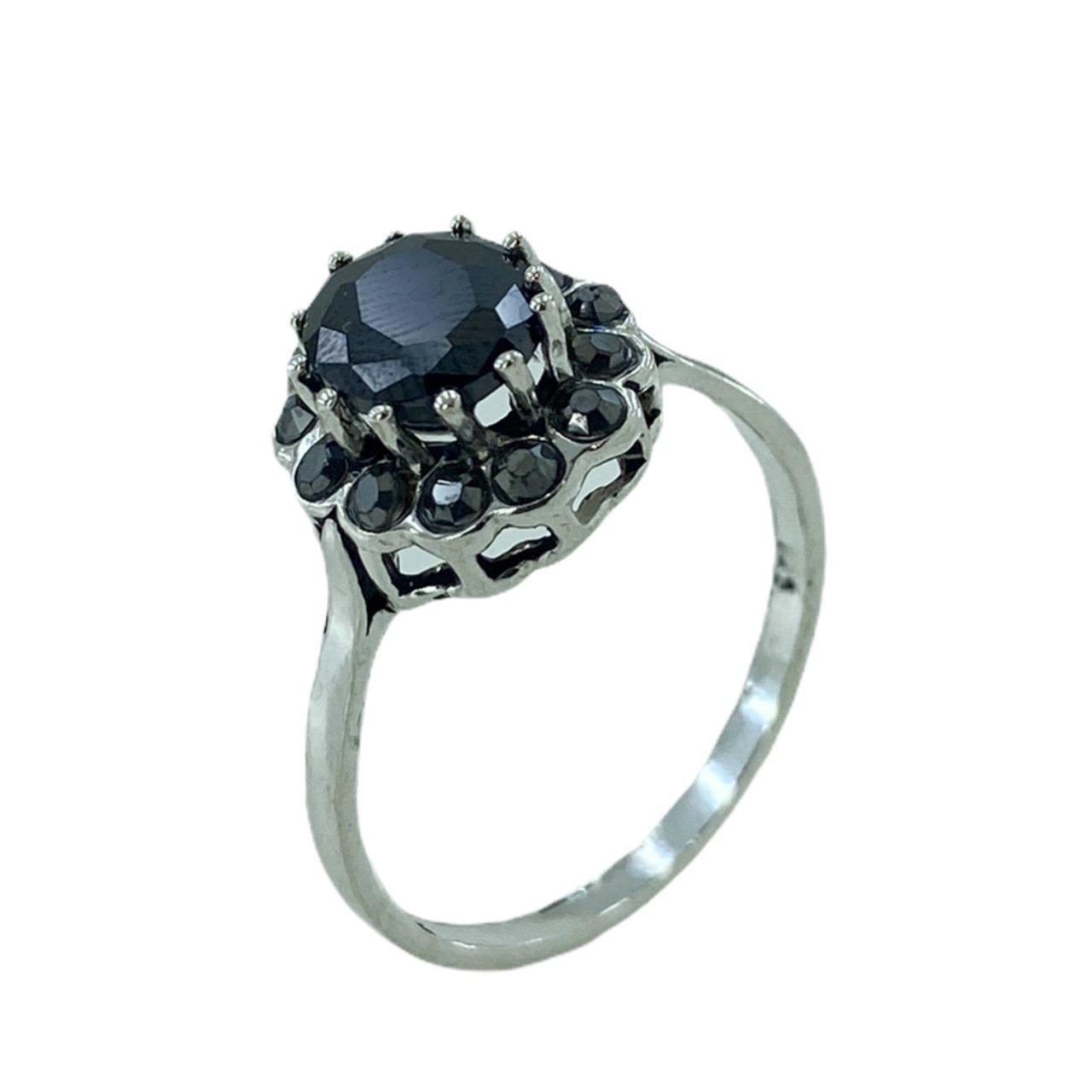 

Подлинное повседневное кольцо из серебра 925 пробы с овальным ониксом и марказитом