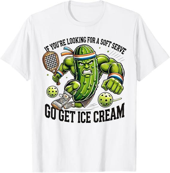 Funny Pickleball Lover Pun With a Pickle Playing Pickle Ball T-Shirt