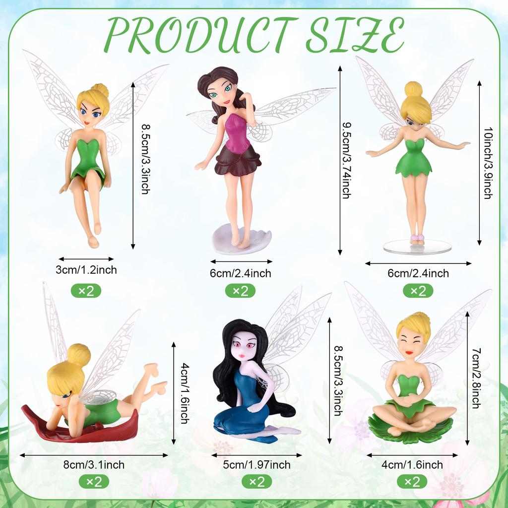 12 Pcs Set Miniature Fairies Figurines Accessories, Planter Pot Hanger Decorations Fairies Flower Pot Plastic Fairy Garden Figur