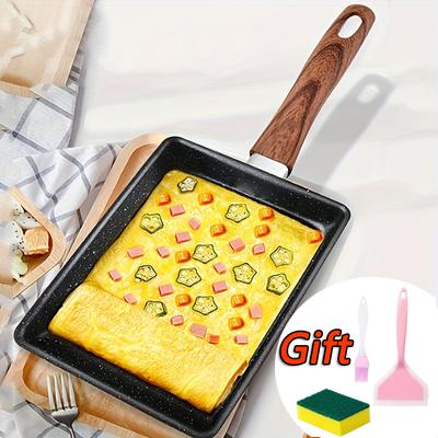 1 Set japanische Omelettpfanne, antihaftbeschichtet, rechteckig, flacher Boden, Kochutensilien, Pfannkuchenpfanne, Steakpfanne, Pfanne für dicke Eier, Eintopfpfanne, Yuzi-Pfanne